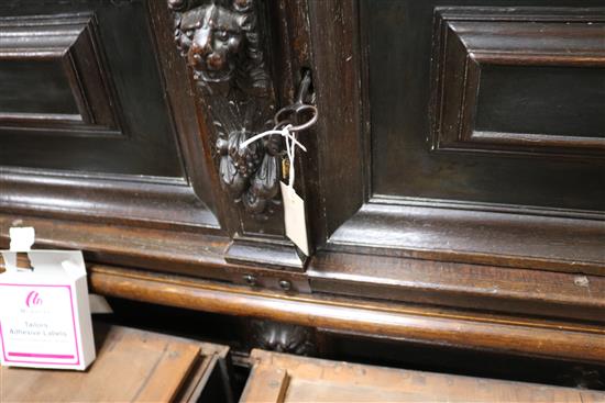 A 17th Century and later Flemish cupboard on stand, W.161cm
